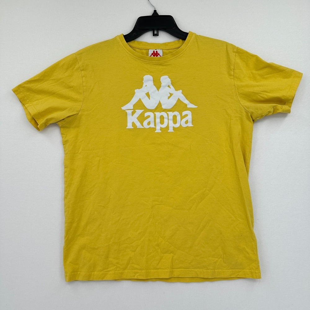 Kappa‎ T-shirt Streetwear Mens Large Yellow White Logo Skate Grunge California